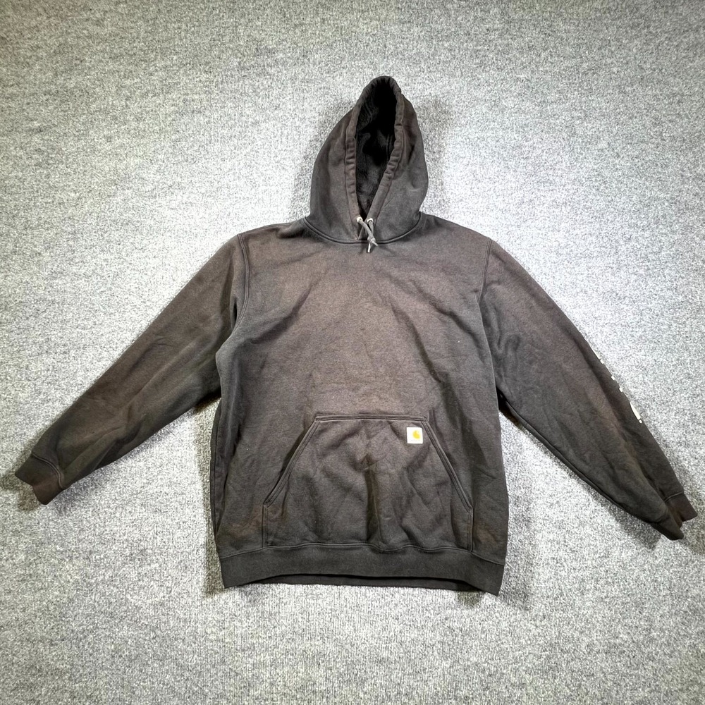 Carhartt Iconic Hoodie Mens XL Tall Black Cotton Logo Original Fit Fleece Lined